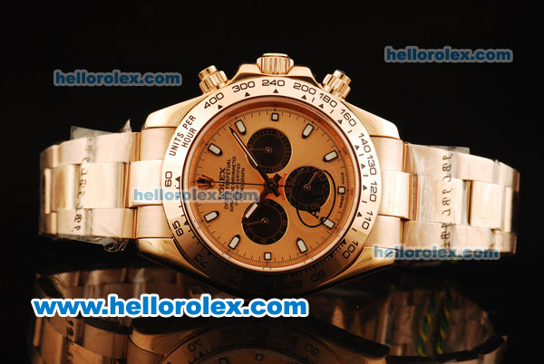 Rolex Daytona II Chronograph Swiss Valjoux 7750 Automatic Movement Full Rose Gold with Orange Dial and White Markers - Click Image to Close